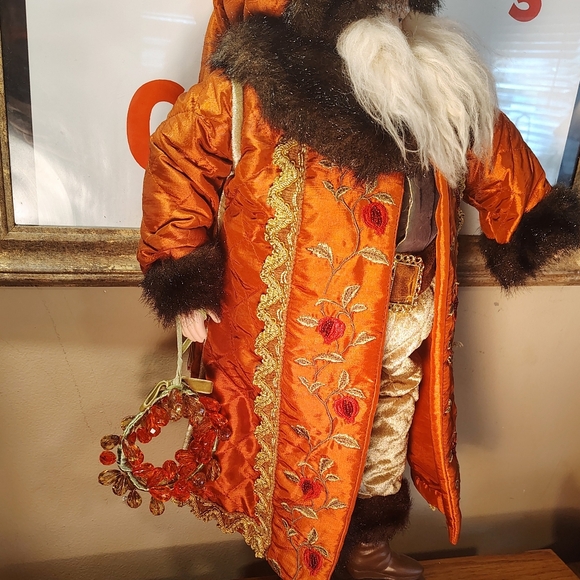 VICTORIAN OLE ST NICK CERAMIC FACE/HANDS QUILTED DUSTY ROSE 21" CHRISTMAS STATUE - Picture 3 of 12